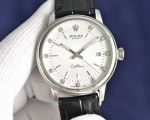 Rolex Geneve Cellini WG Case Clean White Face 8215 Movement 40mm 316L Steel 48h Leather Band Watch